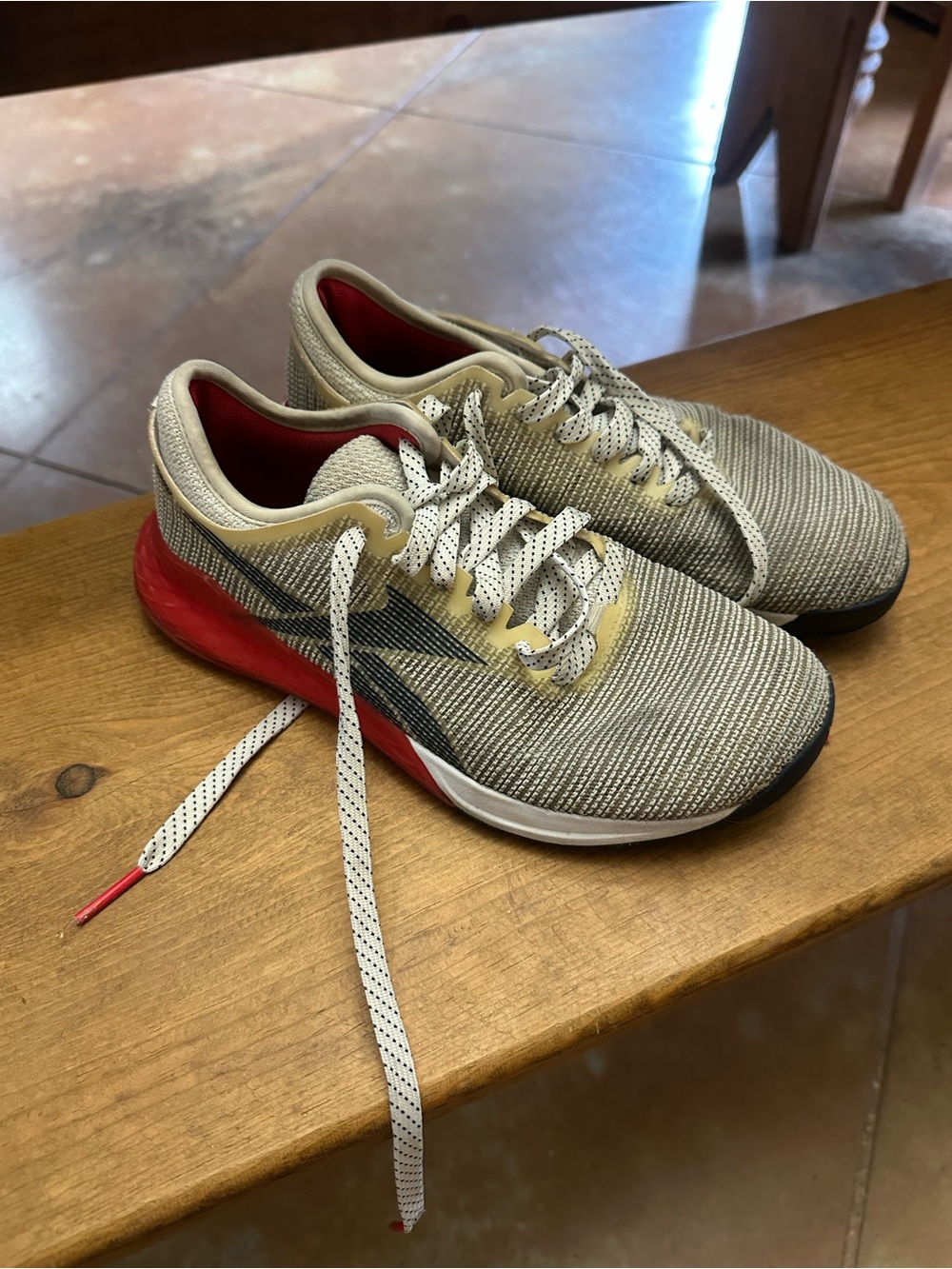 Reebok CrossFit shoe Women's Neutral Knit Running Shoes in Gray with Red Accents